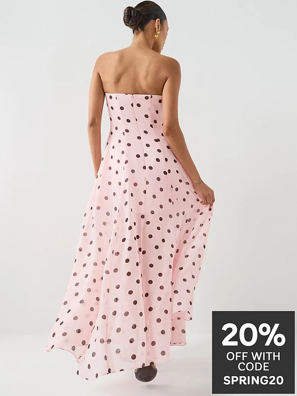 Forever New Strapless Polka Dot Midi Dress - Pink | Very (UK)