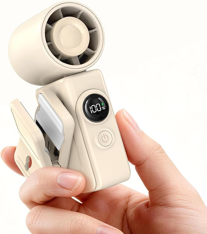 Portable Clip-On Mini Fan, Hands-Free, Turbo Personal Handheld Fans Rechargeable w/ 4 Wind & LED ... | Amazon (US)