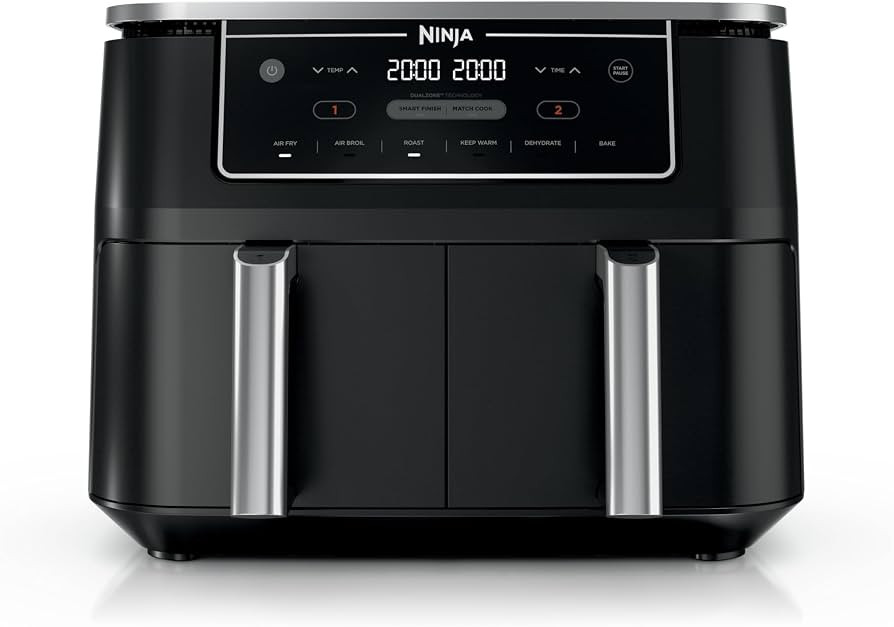Ninja DZ302 Foodi 10-qt. 6-in-1 DualZone Smart XL Air Fryer with 2 Independent Baskets, Match Cook & Smart Finish to Air Fry, Air Broil, Roast, Bake, Dehydrate, & Keep Warm, Black | Amazon (US)