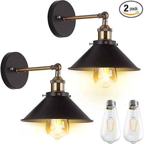 JACKYLED UL Antique Vintage Wall Sconces, Hardwired Industrial Wall Sconce, 240 Degree Adjustable... | Amazon (US)