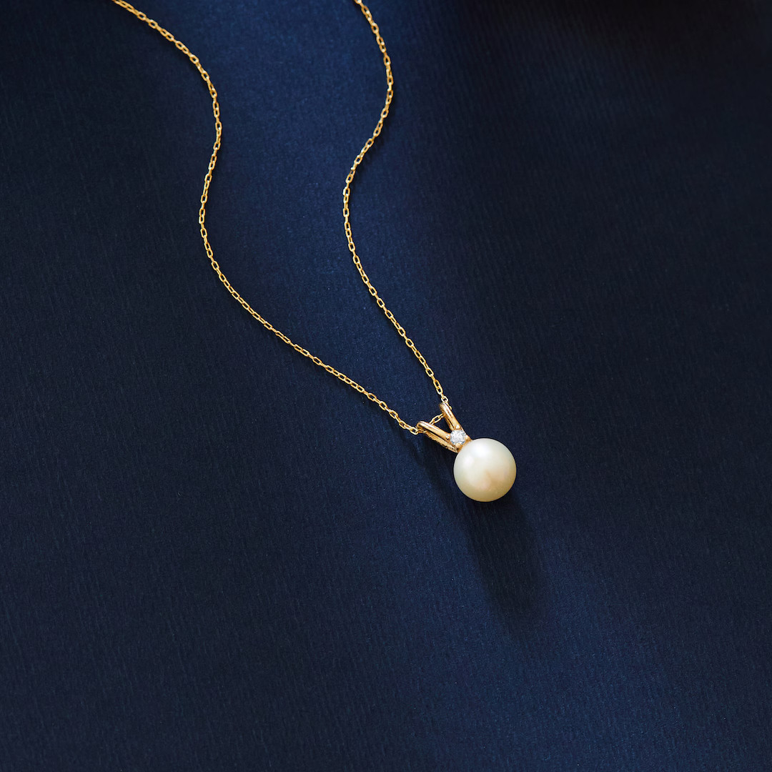 0.03ct Diamond Pearl Necklace for Women 14k Real Solid Gold Solitary Diamond & Pearl Minimalist D... | Etsy (US)