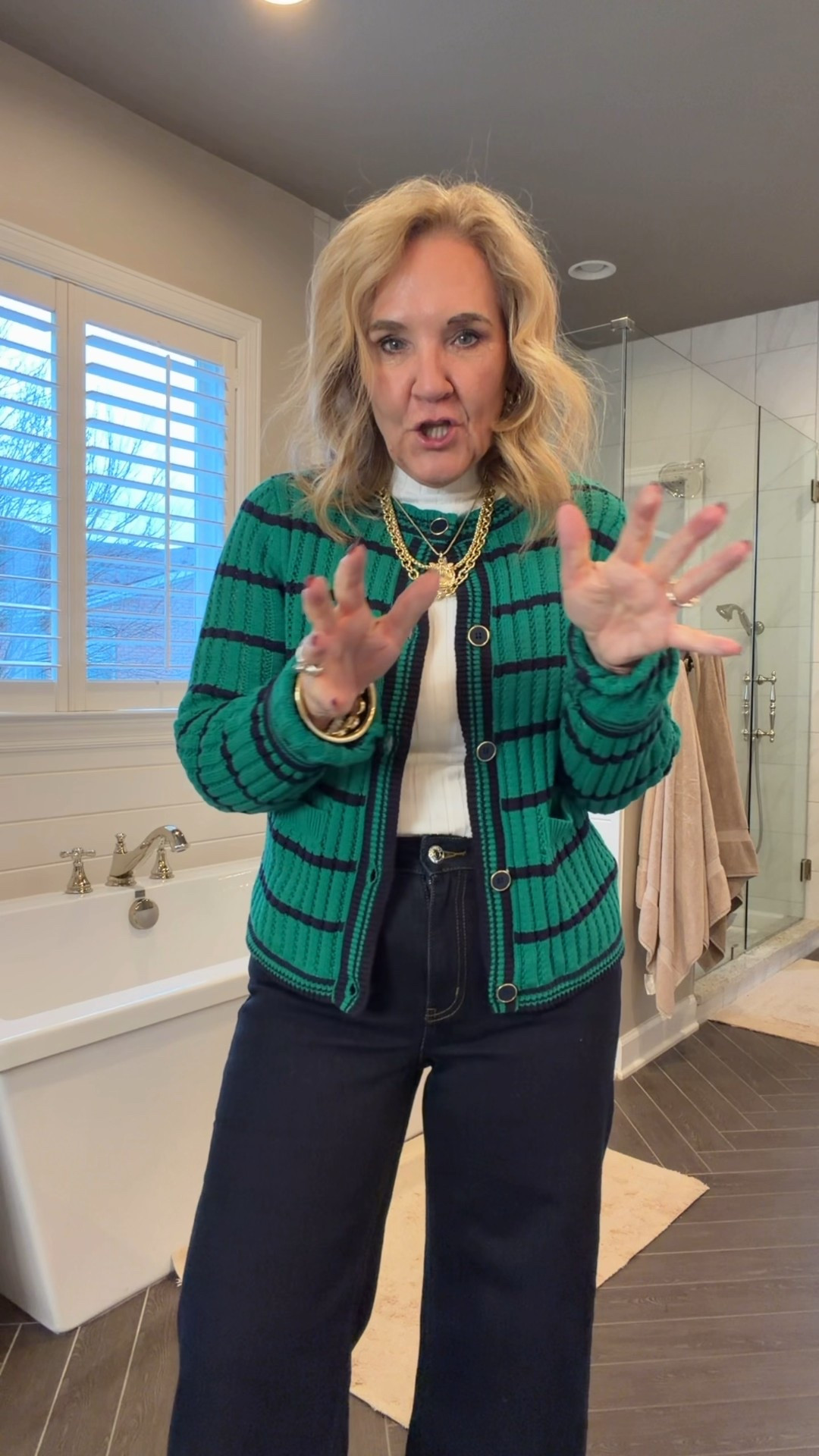 Walmart sweater and Mockneck size medium 
Quince jeans size 29 waist 28 inseam I would size up if inbetween 
Flats are true to size 
Jewelry get 35% off with code NANETTE35

#LTKPetite #LTKFindsUnder100 #LTKOver40