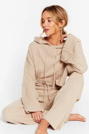 Casual Ribbed Hoodie and Pants Lounge Set | Nasty Gal (US)