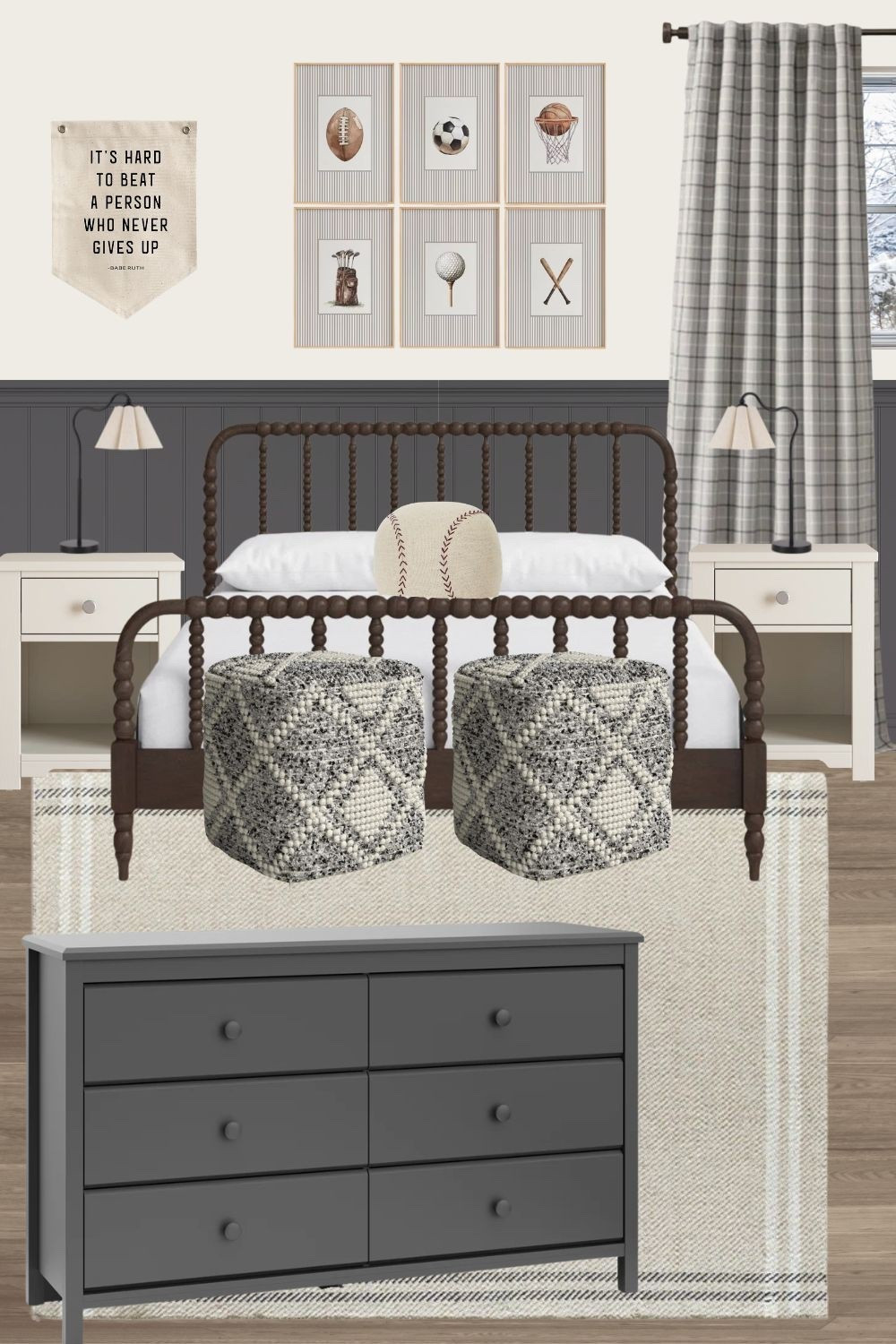 Boys sport theme bedroom inspiration ⚽️🏈⚾️

Kids bedroom mood board, boys bedroom moodboard, sports bedroom decor, black and grey boys bedroom, boys bedroom style, boys bedroom furniture, sports theme room, kid room style, kid to teenage boy bedroom style

#LTKKids #LTKHome