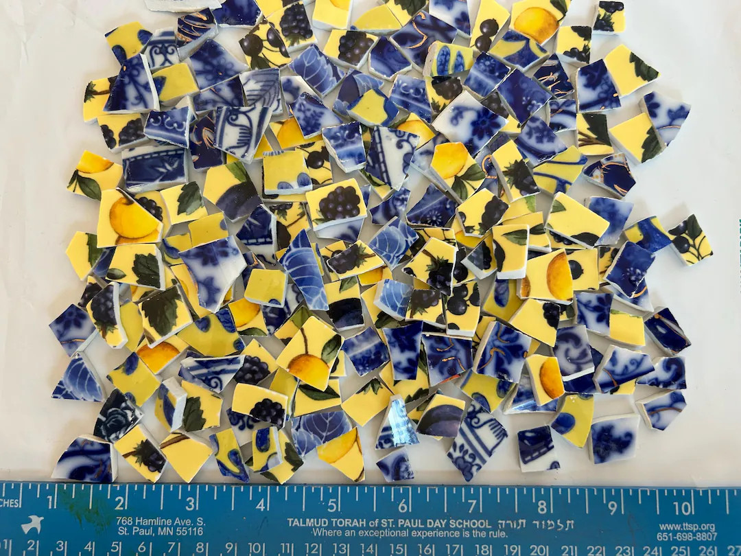 Mosaic Tiles - Mixed Vintage China Tiles - Blues and Yellows - Etsy | Etsy (Global)