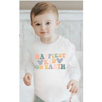 Happiest Kid On Earth Sweatshirt, Themepark Magical Vacay Shirt, Kids Shirt, Colorful Retro Crewneck | Etsy (US)