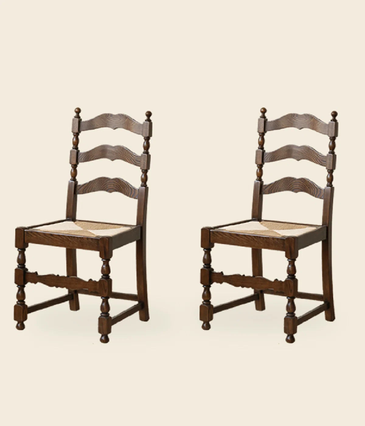 Vintage Solid Wood Ash Wood Backrest Dining Chair (Set of 2) | Wayfair North America