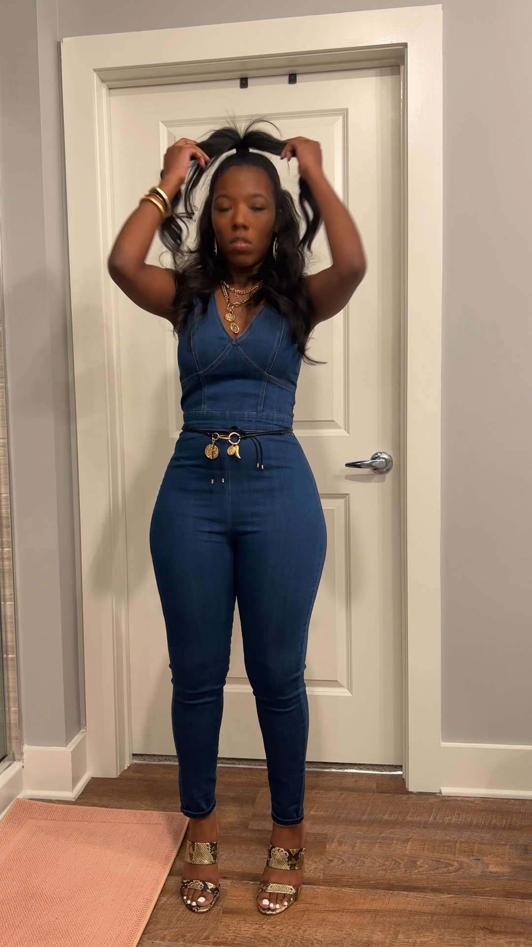 Midi Denim Skirt AmShibel Women's Casual High Waist Denim Skirt