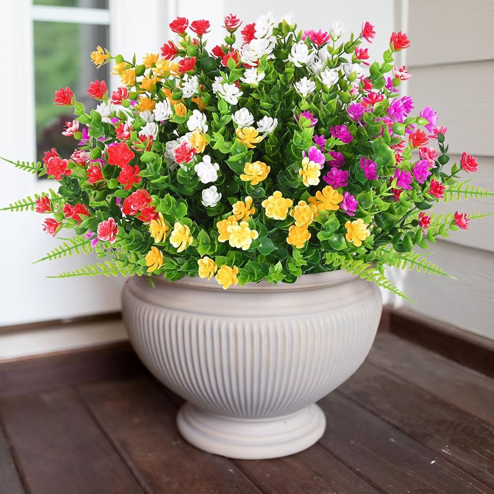Elyum Artificial Flowers for Outdoors, 14 Bundles Artificial Plants&Flowers Outdoor, UV Resistant... | Amazon (US)