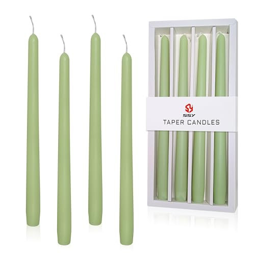 Cedar Scented Taper Candles 10'' Colored Candle Sticks Green Candles Set of 4 | Home Decor Kitchen Decor Wedding Decorations Candles | Amazon (US)