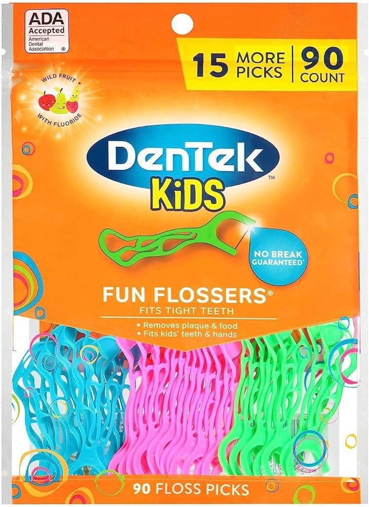 DenTek Kids Fun Flossers, Floss Picks, Removes Food & Plaque, 90 Count | Amazon (US)