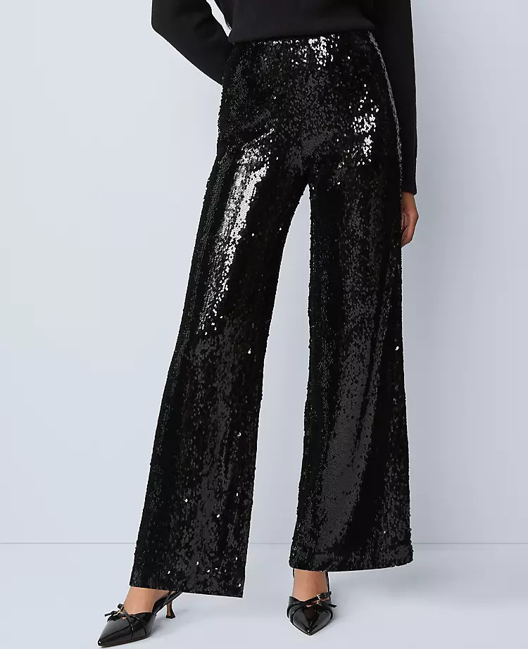 The Perfect Wide-Leg Pant in Sequin | Ann Taylor