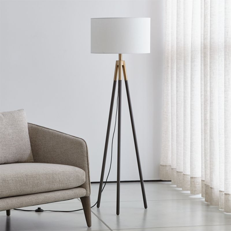 Hyde Brass and Bronze Metal Tripod Floor Lamp | Crate & Barrel
