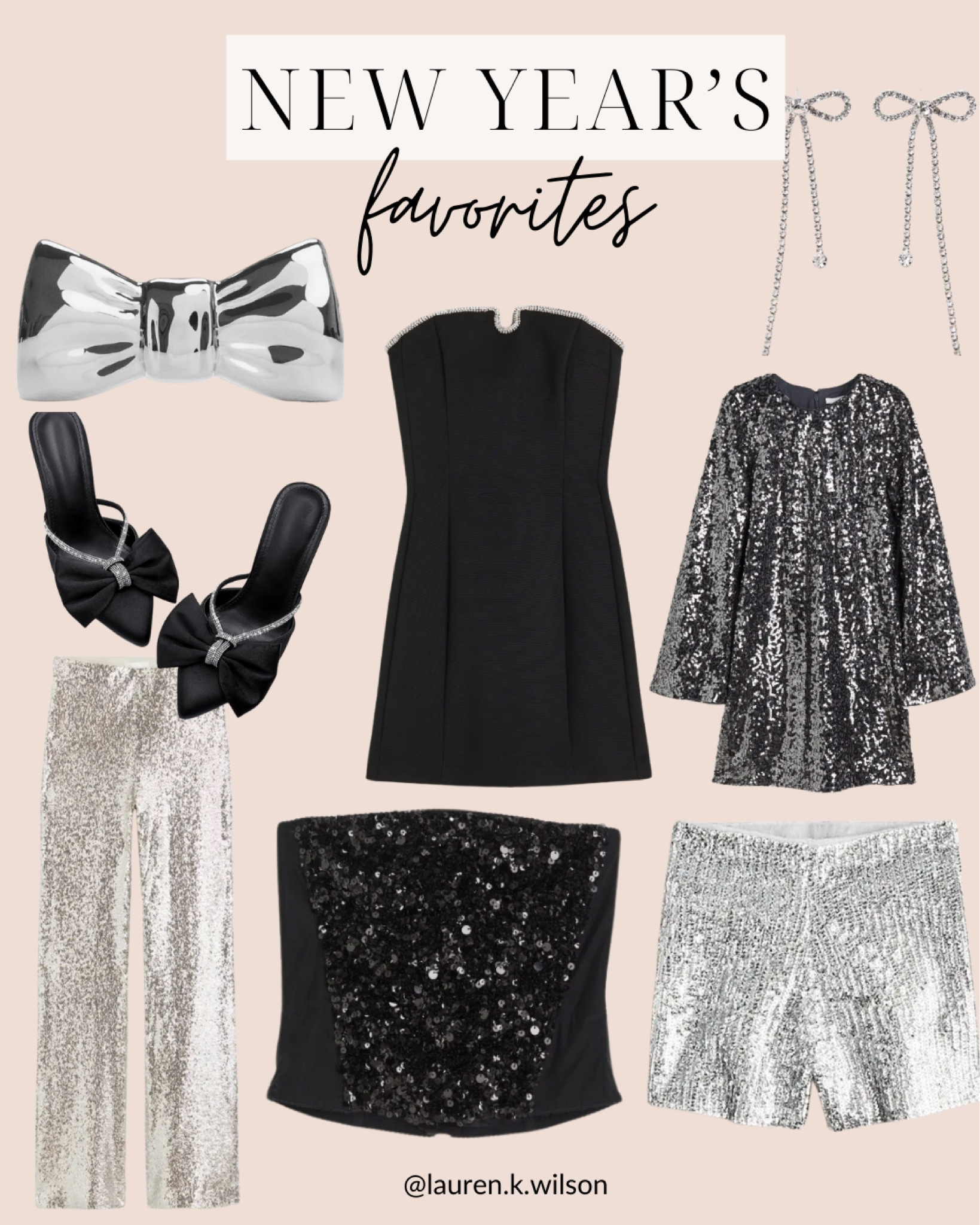 New years, bows, embellished, rhinestones, mini dress, earrings, tube top, pants, shorts, sequins 

#LTKSeasonal #LTKstyletip #LTKHoliday