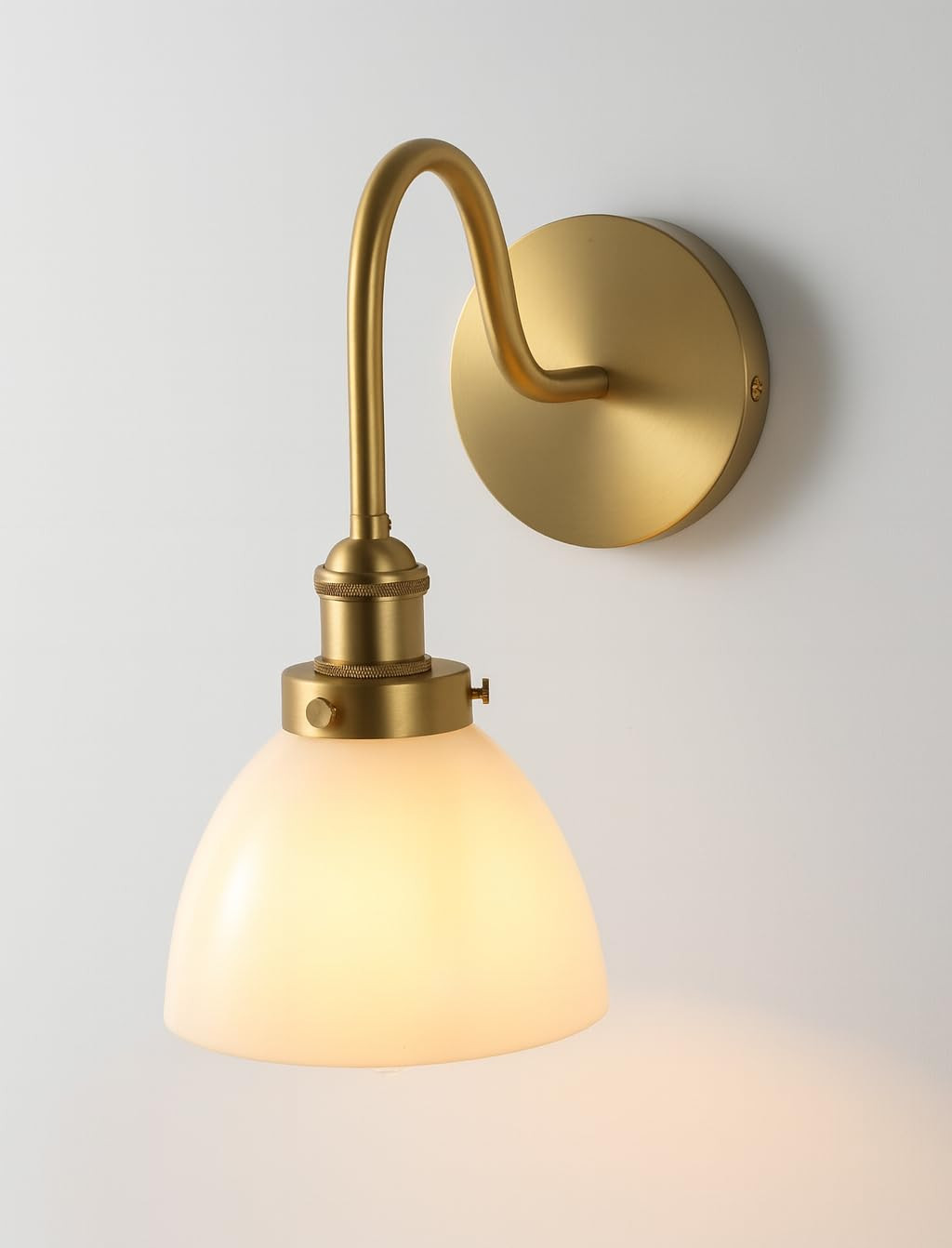 Compact Gold Wall Sconce with Brass Finish - Brass Wall Sconce Featuring Milk Glass Shade and goo... | Amazon (US)