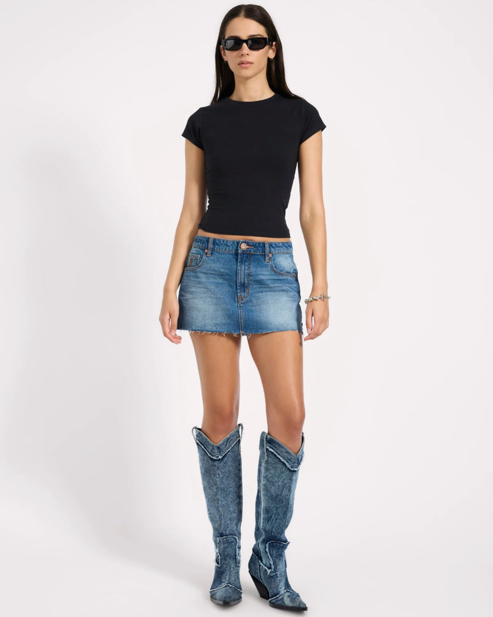 Sloane Low Waist Denim Mini Skirt - Pacifica Blue | One Teaspoon | OneTeaspoon