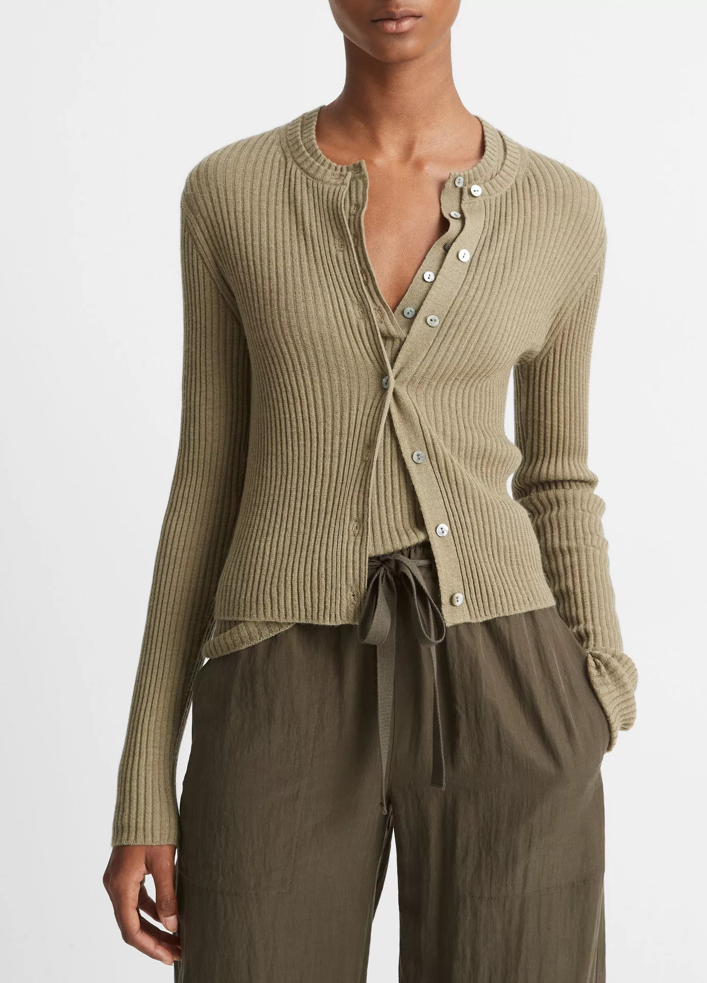 Cashmere-Silk Ribbed Cardigan | Vince LLC