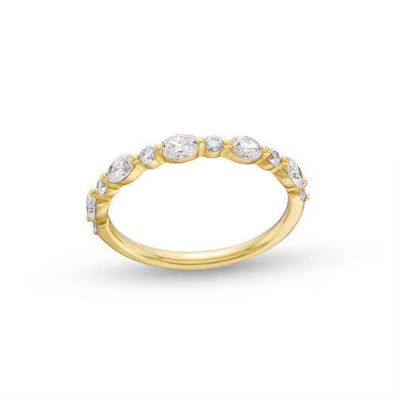 5/8 CT. T.W. Certified Oval and Round Diamond Alternating Anniversary Band in 14K Gold (I/SI2)|Za... | Zales