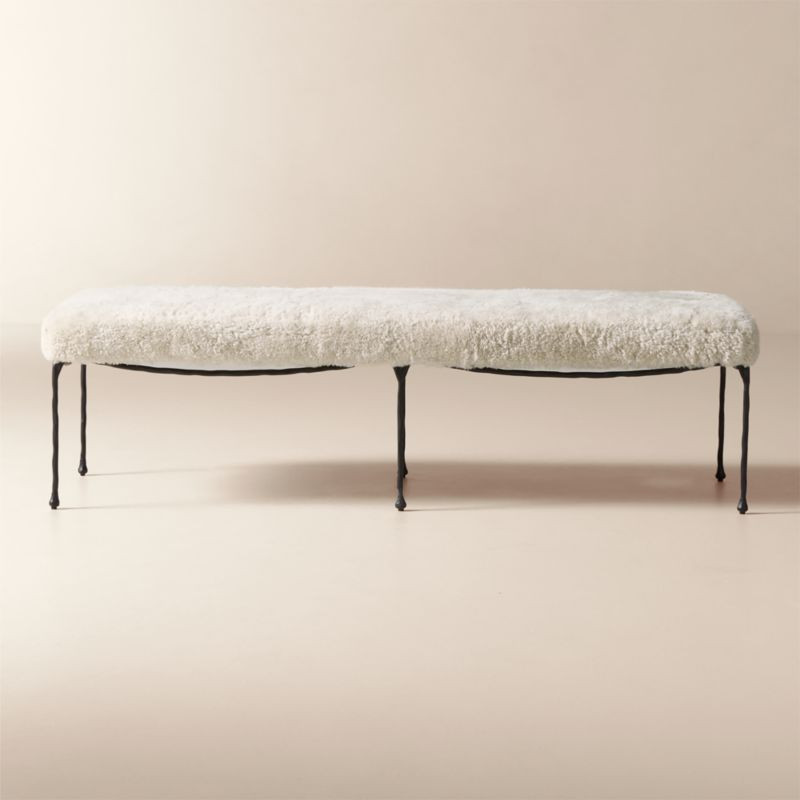 Journey 60" Cream Shearling Bench + Reviews | CB2 | CB2