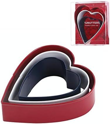 Heart Cookie Cutter Set, 3.5'', 3'', 2.3'', Fun Holiday Heart Shaped Valentines Cookie Cutters, Chri | Amazon (US)