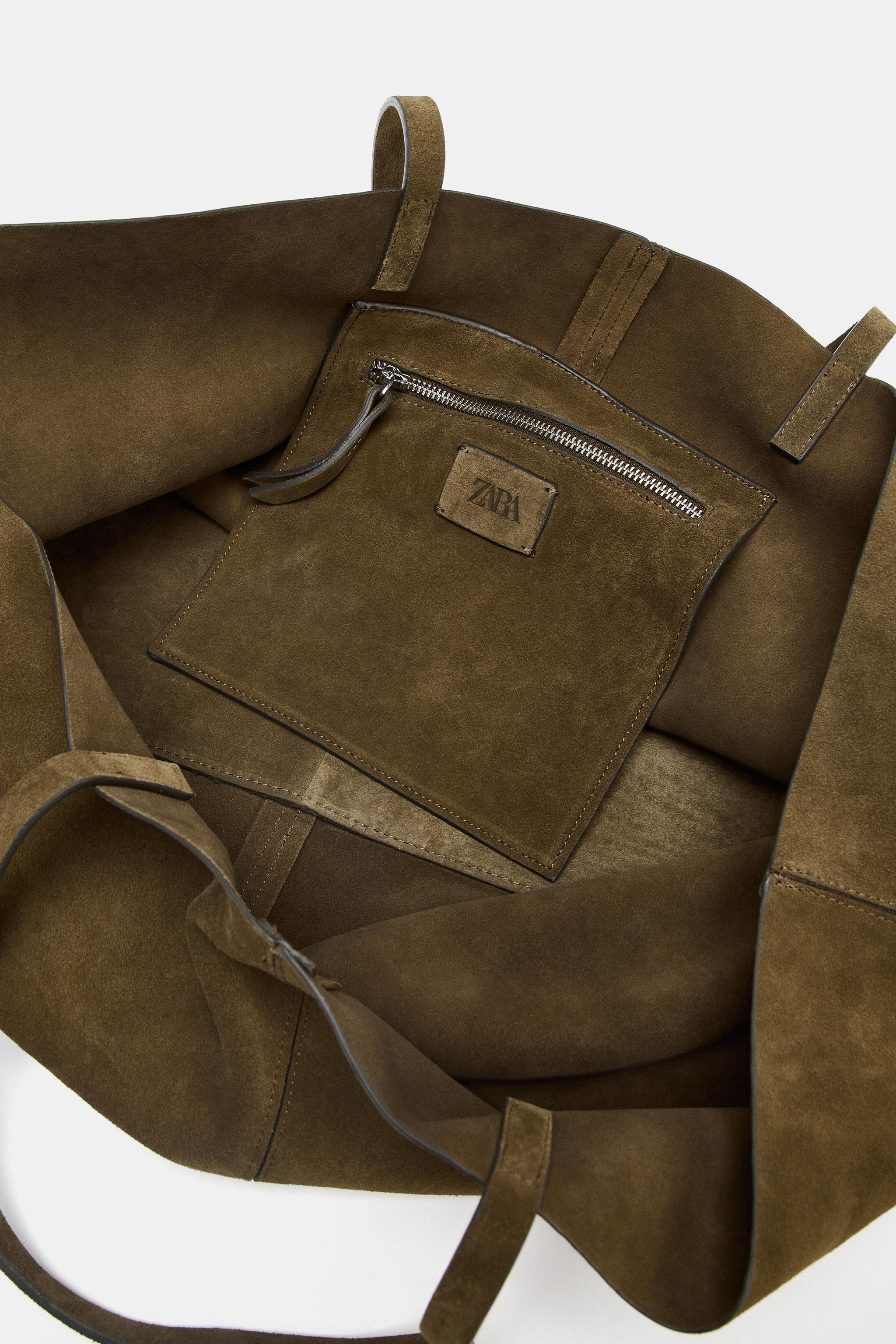 MAXI SPLIT LEATHER SHOPPER BAG | Zara US