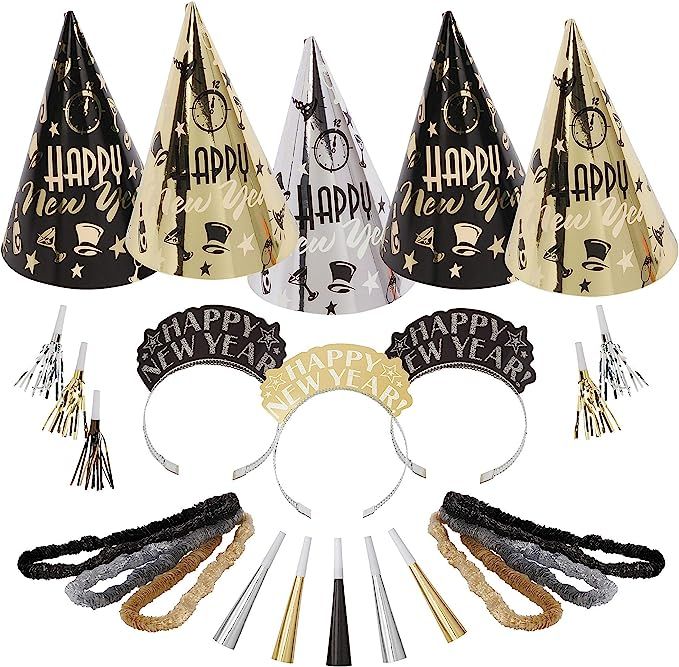 amscan Midnight Party 2022 New Year's Eve Decorations Party Supplies for 10, Includes Cone Hats a... | Amazon (US)