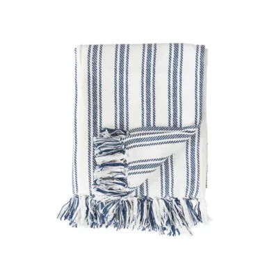 C&F Home Ticking Throw Blanket, Navy Blue, 50 x 60 | Belk