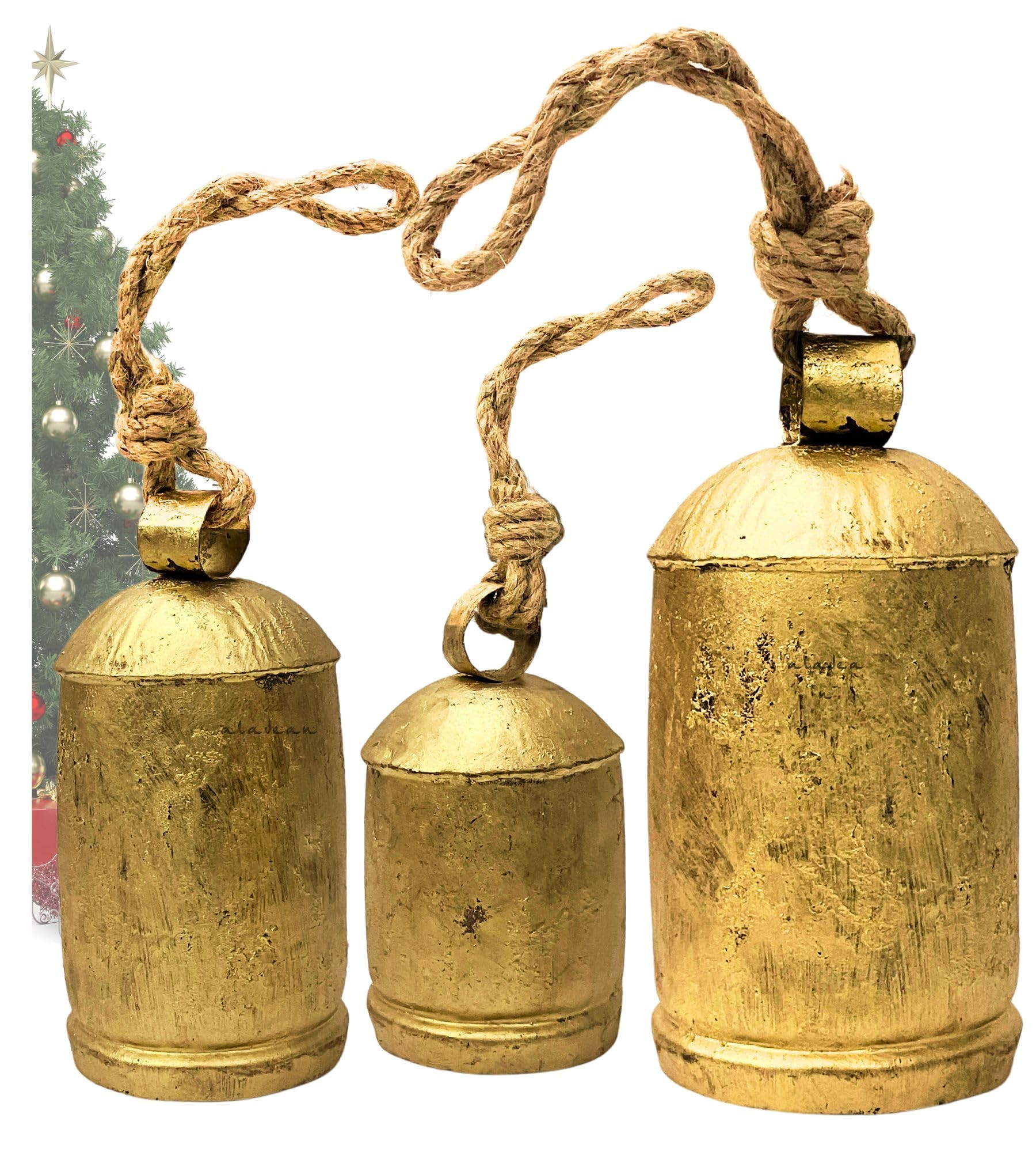 Decorative Cow Bells Set of 3 Large Harmony Bells - Vintage Giant Christmas Bells, Country Rustic... | Amazon (US)