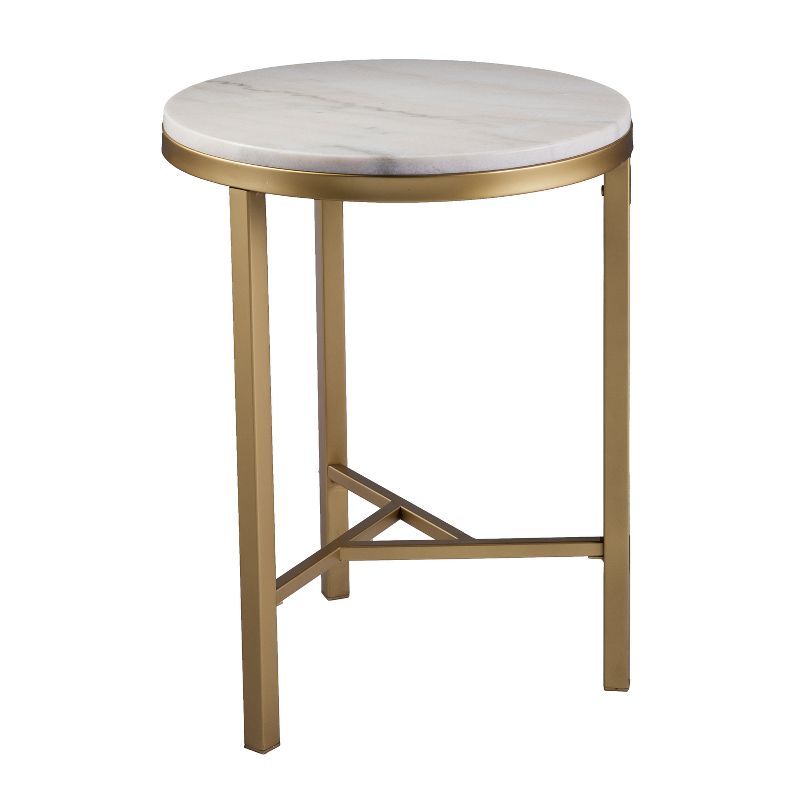 Galatea Ivory Marble Side Table Champagne - Aiden Lane | Target