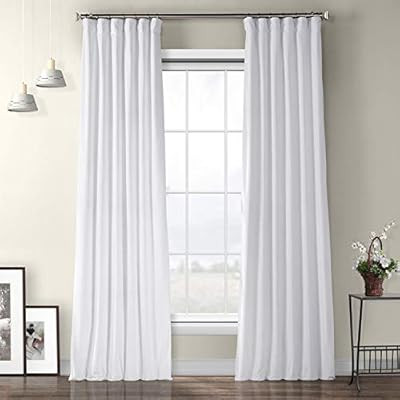 HPD Half Price Drapes VPYC-161201-108 Plush Velvet Curtain (1 Panel), 50 X 108, Pillow White | Amazon (US)