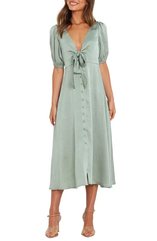 Petal & Pup Piper Button Front Midi Dress in Sage at Nordstrom, Size 8 | Nordstrom