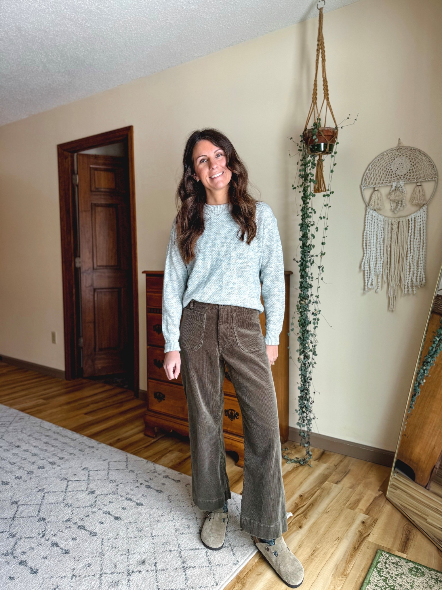 Wearing size small in my sweater (my color is selling out so I linked similar ones, but there’s also other colors available).
My pants are size 0 in the seaweed color and it’s a good mix between a brown and a green.
My clogs fit best a 1/2 size down (I also linked a more affordable pair). 

#LTKFindsUnder100 #LTKSeasonal #LTKPetite