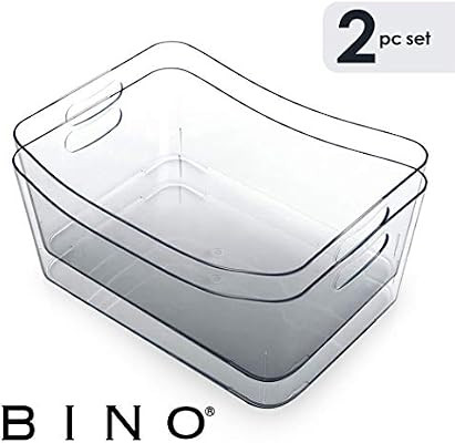 BINO Clear Plastic Storage Bin with Handles - Plastic Storage Bins for Kitchen, Cabinet, and Pant... | Amazon (US)