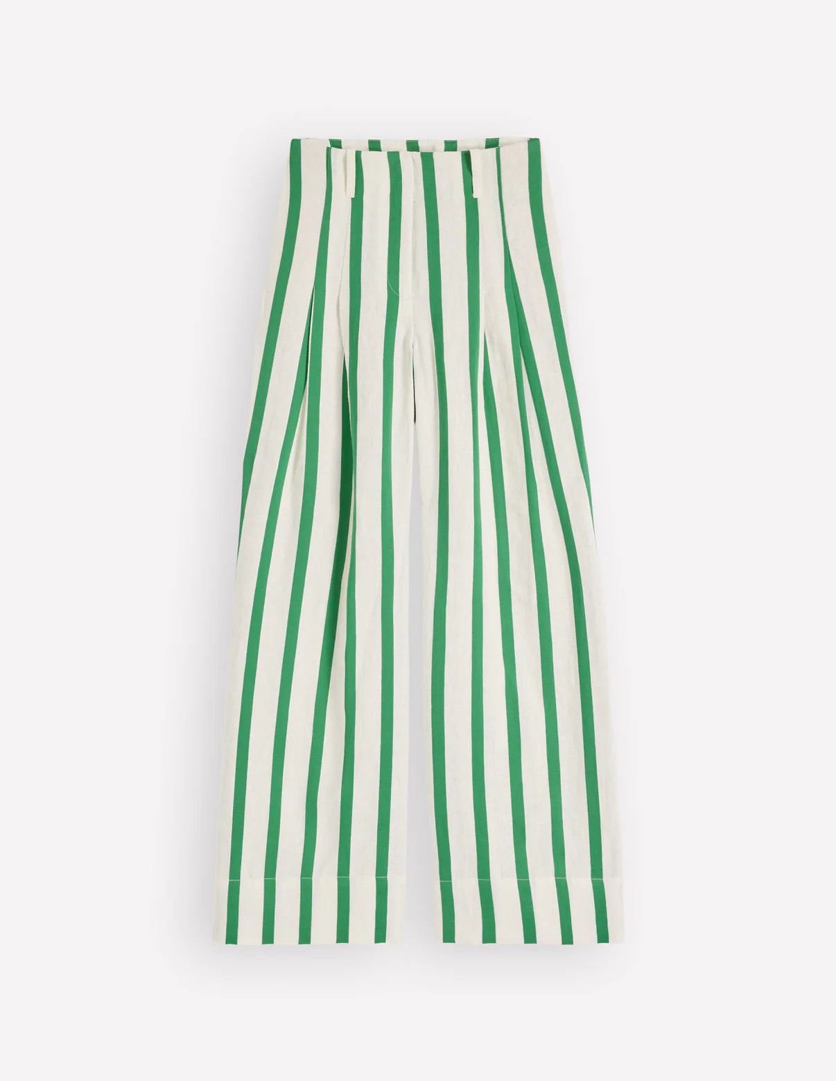 Mayfair Linen Trousers-Ivory, Fresh Green Stripe | Boden UK