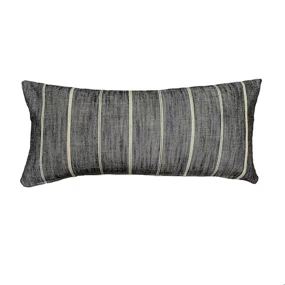 Long Lumbar Pillow Black Striped Pillow PEARCE Black and - Etsy | Etsy (US)