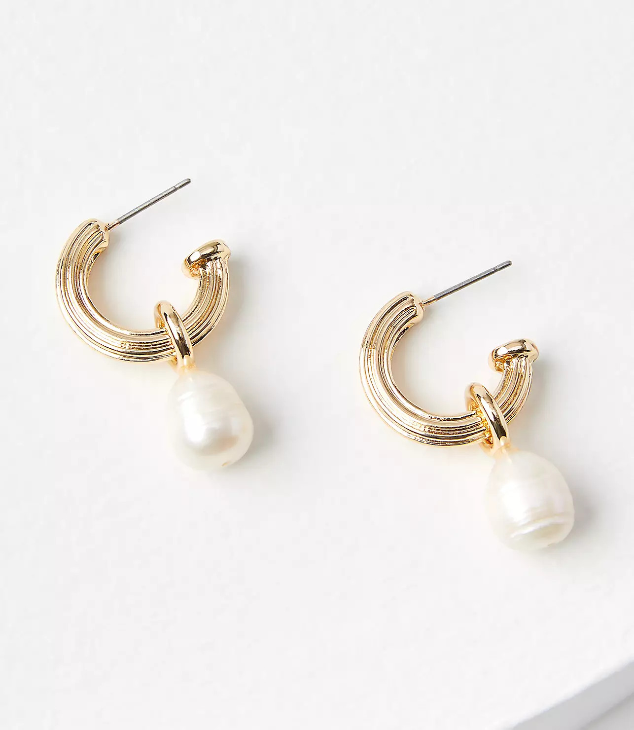 Pearlized Chunky Charm Hoop Earrings | LOFT