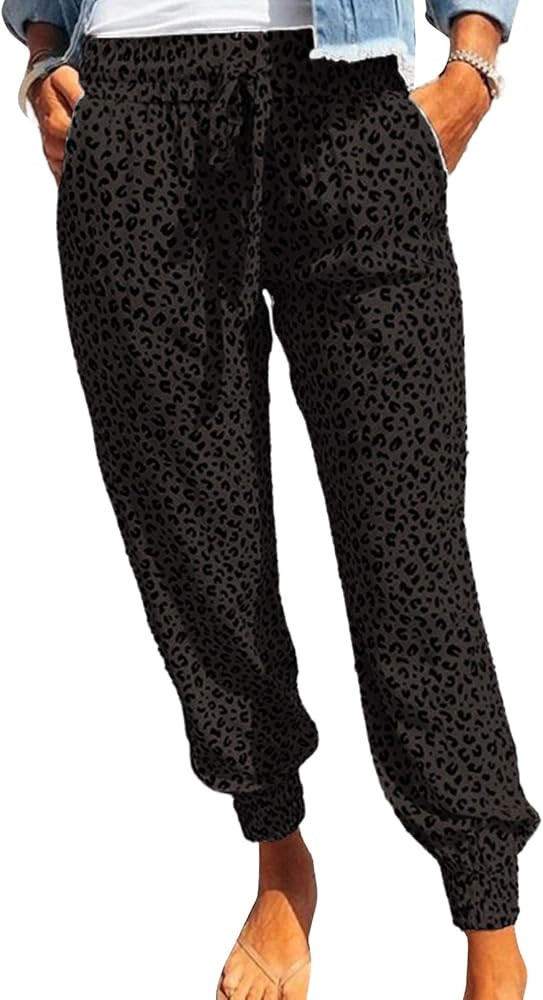 Acelitt Women Casual Drawstring Elastic Waist Jogging Jogger Pants with Pockets,S-2XL | Amazon (US)