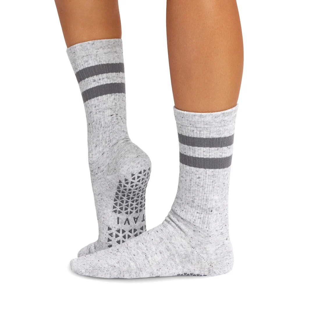 Kai Crew Grip Socks - Heather Grey | Crew Socks | Tavi