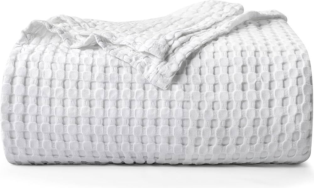 Utopia Bedding Cotton Waffle Blanket 300 GSM (White - 90x90 Inches) Soft Lightweight Breathable B... | Amazon (US)