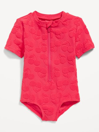 Textured Zip-Front Rashguard One-Piece Swimsuit for Toddler & Baby | Old Navy (CA)