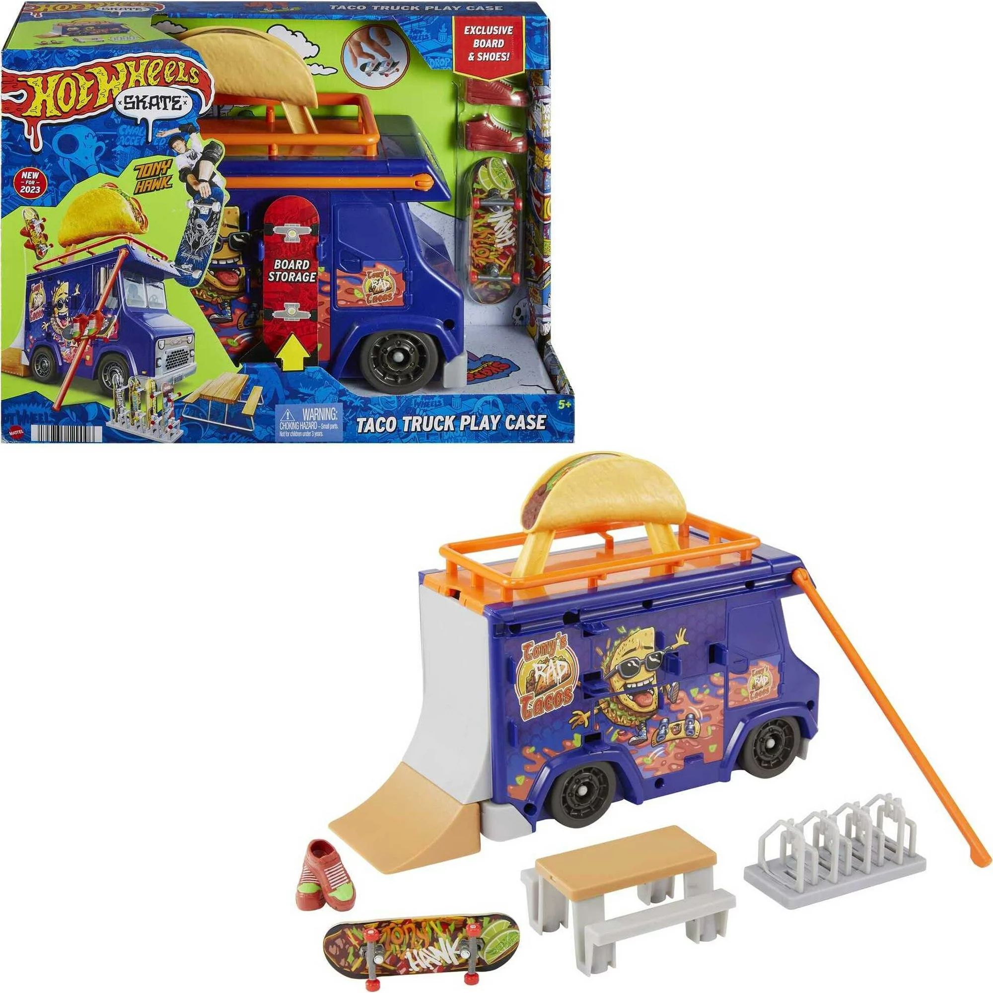 Hot Wheels Skate Taco Truck with 1 Exclusive Fingerboard & Pair of Skate Shoes | Walmart (US)
