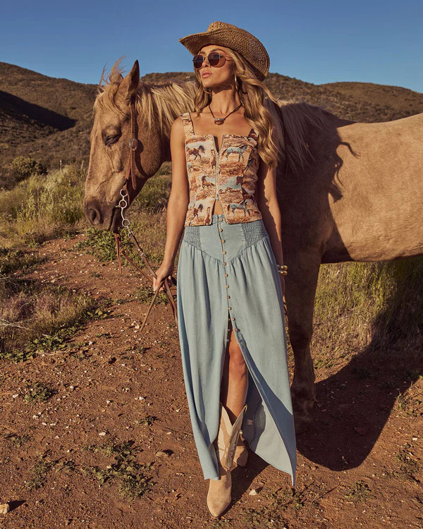 Briena Chambray Maxi Skirt | VICI