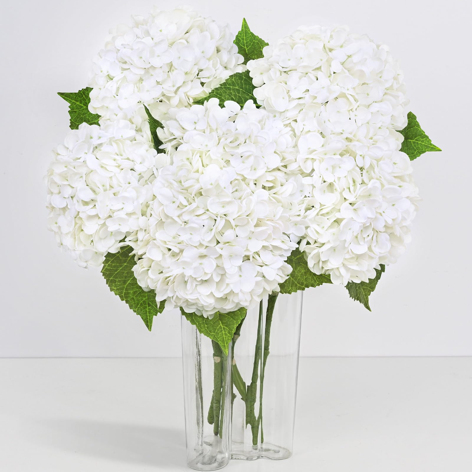 Yastouay 6 Pcs Real Touch Hydrangea Artificial Flowers, 21" White Full Faux Hydrangea Flowers Lat... | Amazon (US)