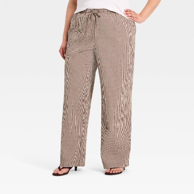 Women's Seersucker Effortless Pull-On Pants - A New Day™ Brown XXL | Target