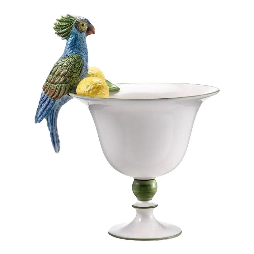 Italian Ceramic Parrot Vase | Chairish