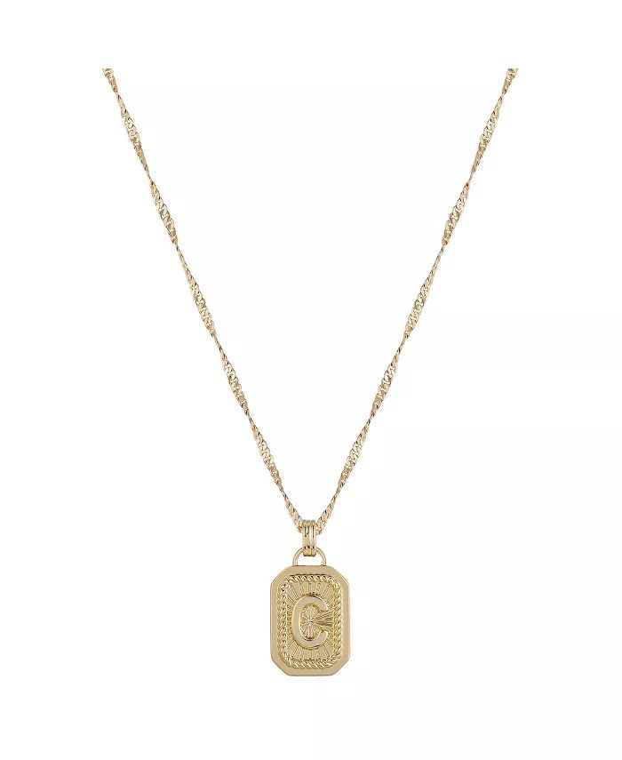 Initial Rectangle Necklace in 14K Gold Flash Plated | Macys (US)