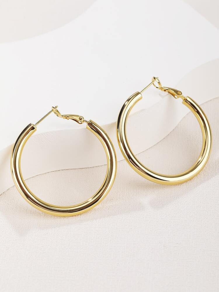 Men Minimalist Personality Metal Hoop Earrings | SHEIN