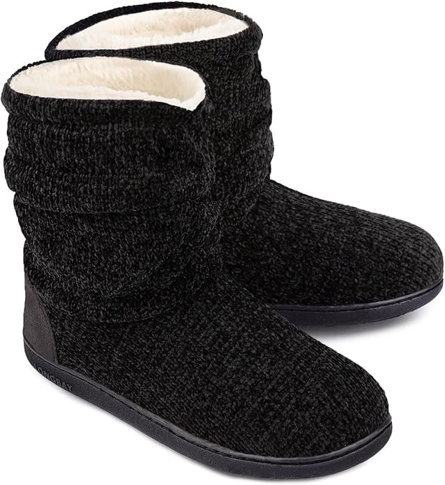 LongBay Women's Cozy Winter Slipper Boots Warm Chenille Knit Bootie Memory Foam Non-Slip Indoor O... | Amazon (US)