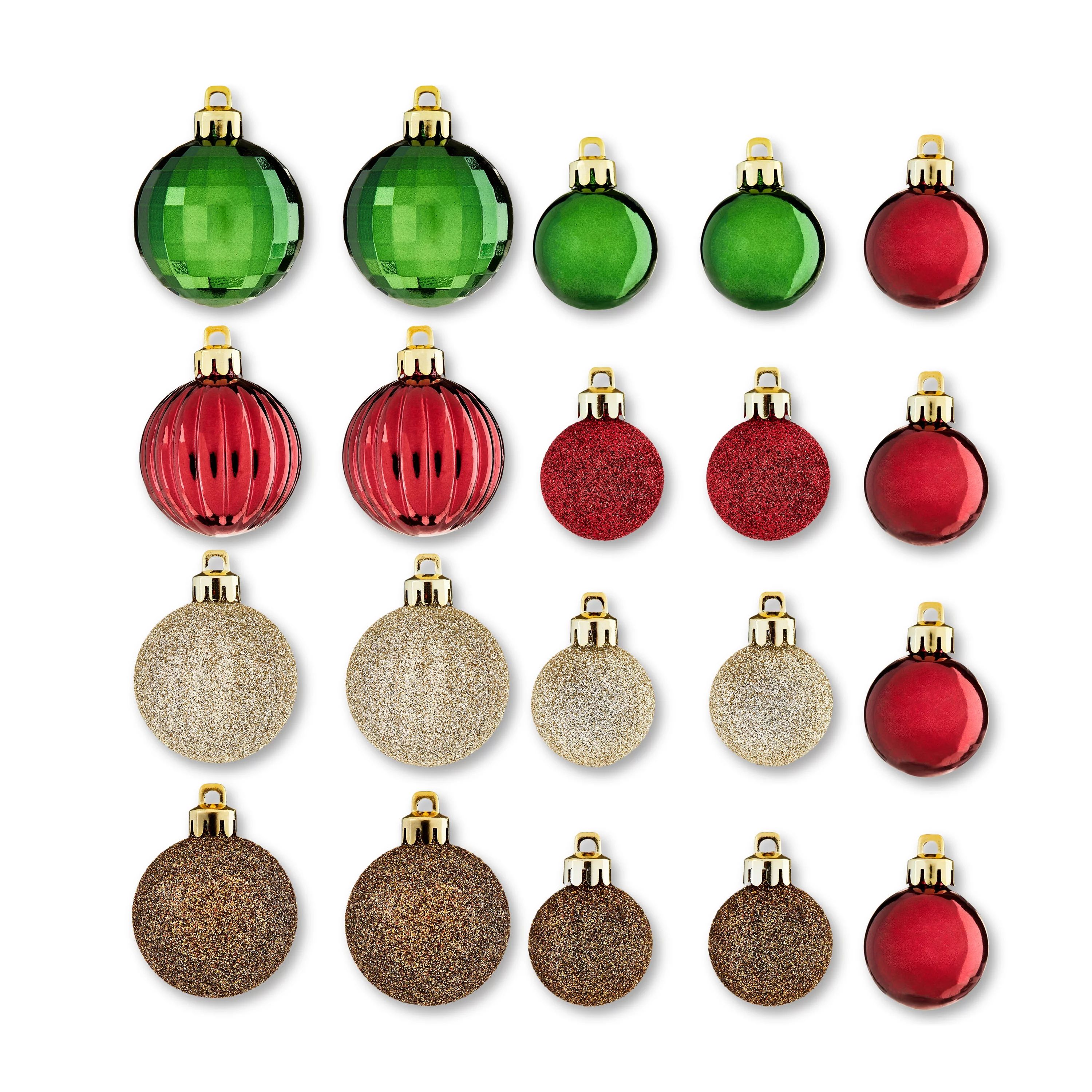 Multi-Color Shatterproof Christmas Ornaments, 20 Count, by Holiday Time | Walmart (US)