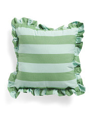 Made In Usa 18x18 Cabana Striped Ruffle Indoor And Outdoor Pillow | Throw Pillows | Marshalls | Marshalls